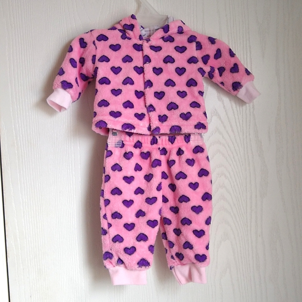 Hooded heart baby girl outfit